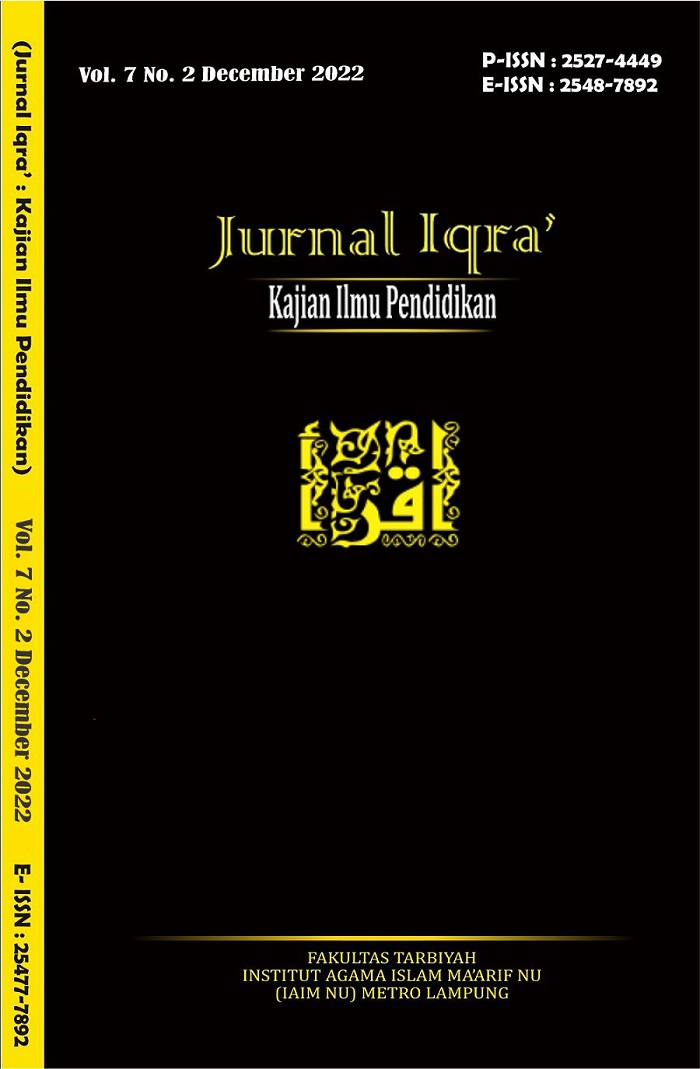 					View Vol. 7 No. 2 (2022): Jurnal Iqra' : Kajian Ilmu Pendidikan
				
